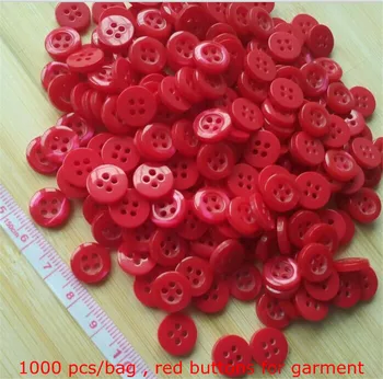 11 mm Krog rdeči gumb 4 luknje dekorativni oblačilo gumbi za majica 1000pcs
