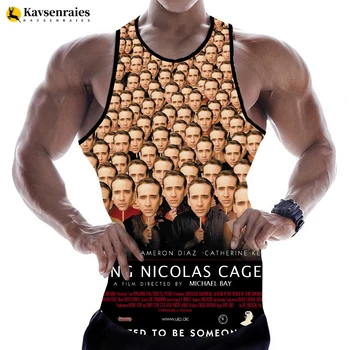2023 Nov Modni Smešno Nicolas Cage 3D Vrhovi Tank Moški Ženske Harajuku Ulične Prevelik brez Rokavov Tshirt Srajce za Moške Oblačila