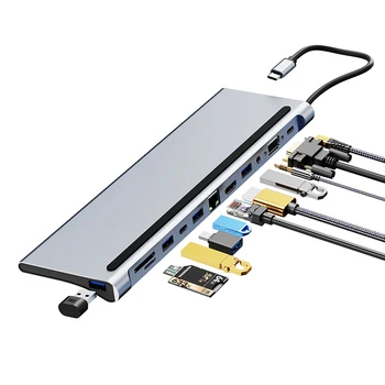 2023 Vroče Prodajo Visoko Kakovostnih USB C Vozlišče 12 v 1 Zvezdišče USB za Macbook Pro Tip C Za HDTV, VGA PD USB Hub