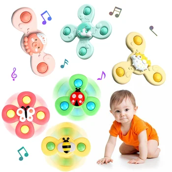3/1PC Montessori Baby Spin Vrh Kopel, Igrače, za Otroke, za Kopanje Bedak Kolesce Sesalni Igrača za Otroke od 2 do 4 Let Ropota Teether