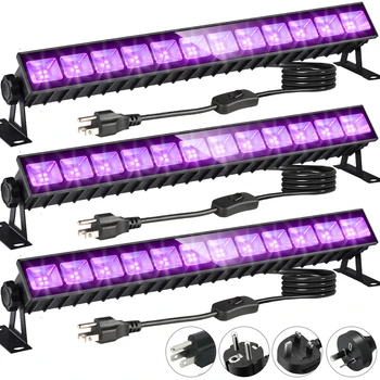 38W 3 Pack LED Black Light Bar, IP66 Nepremočljiva UV BlackLights ，sveti 22*22ft*3，Fluorescentne Barve Telesa Halloween Okraski
