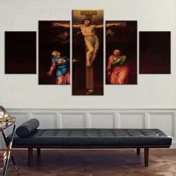 5 Plošči Platno Stensko Slikarstvo Umetnost Tiskanja Jezus Križ Sliko za Dnevni Sobi Doma Spalnica Dekoracijo Sodobne d Umetnine HD Tiskanja
