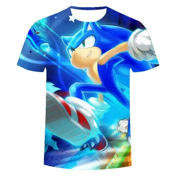 Anime Risanke Sonic HedgehogT-Shirt 3D Digitalni Tisk Casual Moški in Ženske T-shirt Kratek Rokav Poletje T-shirt Vrhovi