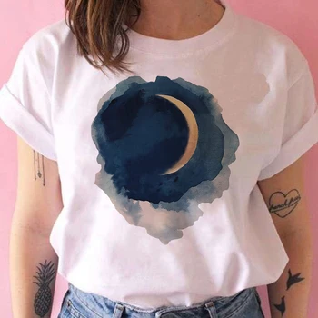 Aning Crescent Moon Tiskanja Ženske T Srajce Osnovne Priljubljena Casuel Bela Visoki Kakovosti Kratkimi Rokavi Ženske Y2k Moda Camiseta Mujer