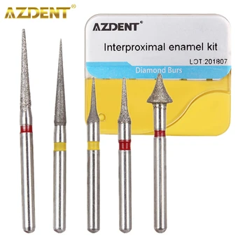 AZDENT Zobni Diamond Burs Ortodontskega Interproximal Emajl Zmanjšanje Set Za Visoke Hitrosti, Rezanje, Brušenje, Poliranje 5Pcs/Kit