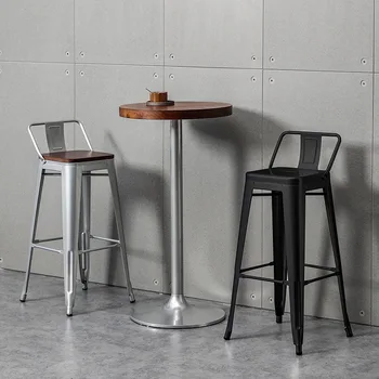 Bar stol, moderno in minimalistično visoki nogi stola, železa umetnosti masivnega lesa bar stol, blagajno, gospodinjski naslonjalo visoko nogami