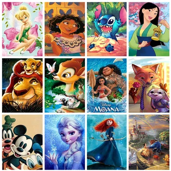 Disney Barvanje Z Številkami Na Platno Cartoon Princeso Risba, Akril Barve, Oljne Slike, Barvanje Z Številkami Umetnosti