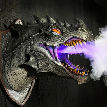 Dragon Legende Prop 3d Stenske Dinozaver Dim Luči Stenske Umetnosti Kiparstvo Obliko Kip Doma Dekor Soba Halloween Dekoracijo