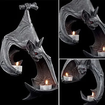 E2 Bat Steno Tealight Imetnik Halloween Svečnik Bat Kip Garden Visi Svečnik Svetlobe Vrt Doma Halloween Dekoracijo