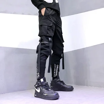 Eleganten Japonski Modni Harajuku Hip Hop Moške Hlače Ulične Tovora Hlače za Moške Traku Žepi Joggers Techwear Hlače Moški