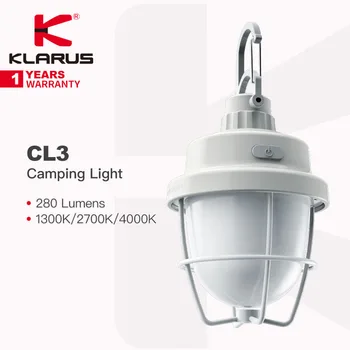 Klarus CL3 Polnilna Luč Kampiranje / Prenosna Luč, Nastavljiv 1300K/2700/4000K za Več Scenarijev, Magnetni Vrh