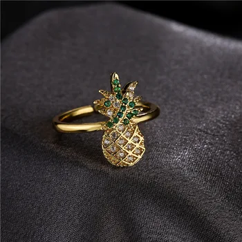 Modni nakit, nakit ananas oblikovan obroček AAA cirkon res, zlati prstan, velikost nastavljiv nakit trgovini