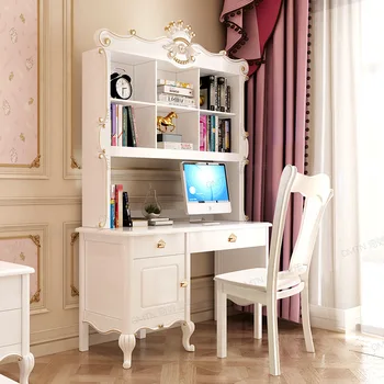 Otroško pohištvo Evropske desk polico preprosta kombinacija masivnega lesa računalnik tabela princesa bela tabela spalnica pisanje d