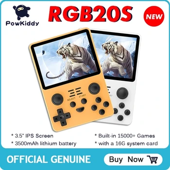 POWKIDDY Novo RGB20S Ročni Igra Dvojno Sim Konzole Retro odprtokodni Sistem RK3326 3,5-Palčni 4:3 IPS Zaslon Vgrajen 20000 Igre