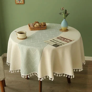 Preprosta, bombaž, lan, preprosto in elegantno gospodinjski mala okrogla miza krpo, nočno omarico, čaj namizni prt