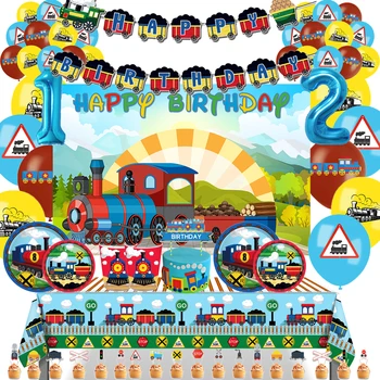 Risanka Vlak Prevoz Temo Namizni Pribor Komplet Rojstni Dan Dobave Balon Torto Dekoracijo Banner Baby Tuš Fant Fant Darila