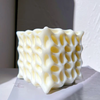 Rubikova Kocka Edinstveno Abstraktna Umetnost Vosek Plesni Odprtino Kvadratne Kocke Sveča Plesni Geometrijske Dišeče Soje Cvet Latica Silikonsko Plesni