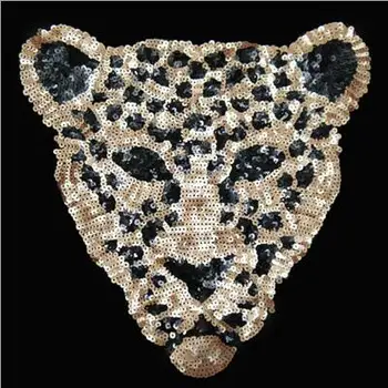 Sequins obliž leopard glavo DIY oblačila obliži za oblačila Sew-na vezenega obliž motiv beaded aplicirano se ukvarjajo s to obrtjo