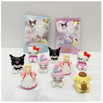 32Pcs/Set Sanrio Hello Kitty Kuromi Melodijo Cinnamoroll Diy Kawaii Svinčnik, Radirka Akcijska Figura, Študentski Izdelki, Tiskovine Otroci