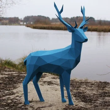 60 cm visoko božič elk jelena geometrijske papir model ročno DIY dekoracijo doma dnevna soba vhod maskota dekoracijo origami 