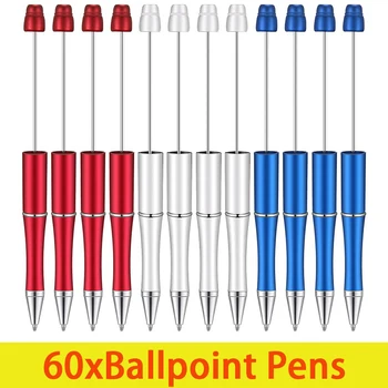 60Pcs 3 Barve Noge Kemični svinčniki za Obrt Otroci, Učenci DIY Beadable Peresa za Šolo Pisarniški Material