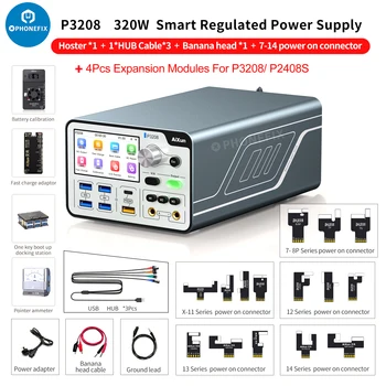 AiXun P3208 32V/8A Smart Urejeno Napajanje Za iPhone 6-14ProMax En gumb Power-on test Motherboard Baterije Hitro Polnjenje