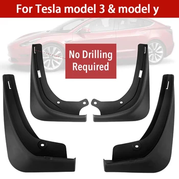 Blato Zavihki Za Tesla Model 3 Model Y Pribor Stražar Fender Spredaj Zadaj Kolo Blatnika Ogljikovih Vlaken ABS Ni Potrebno Vrtanje