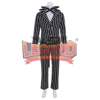 Božič Cosplay Jack Black Stripe Suknjič cosplay kostum obleko lobanje