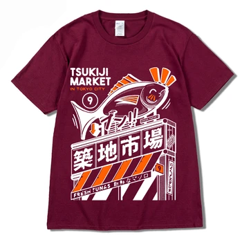 Camiseta de calle de Hip-Hop par hombre, camisa de manga corta neformalnih de verano, Harajuku japonés, Kanji, pez divertido, Hara