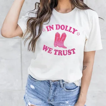 Cowgirl Srčkan Smešno T-shirt V Dolly Zaupamo Ženske Letnik Country Glasbe T Shirt Zahodni Retro Nashville Grafični Tees Hippe Vrh