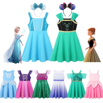 Disney Baby Dekleta Priložnostne Poletje Obleke Otroci Zamrznjene Elsa Ana Rapunzel Morska Deklica Ariel Princesa Pepelka Rojstni Oblačila
