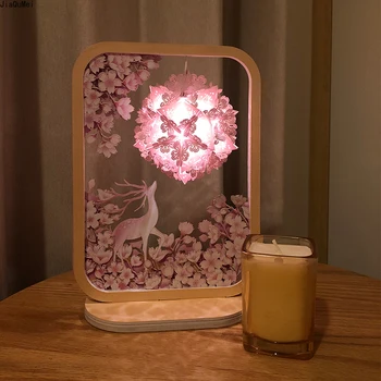DIY Kitajske Umetnosti Lučka USB Napajanje Spalnica Moda Preprost Noč Svetlobe Papir-cut Vzdušje Lučka 3D Ustvarjalno Dekoracijo Doma