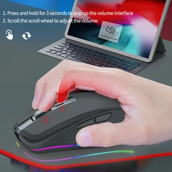 Dvojni Način Brezžično tehnologijo Bluetooth, Združljiva z Miško Polnjenje RGB Sijaj Gaming Esports Miško 2400dpi Barva Svetlobe Univerzalno Miško