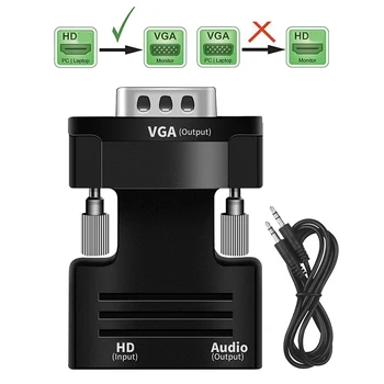 HDMI je združljiv Femaleto VGA Moški Adapter 1080P HD Audio Kabel Pretvornik Za PS4 Prenosni RAČUNALNIK TV Okno Display Projektor