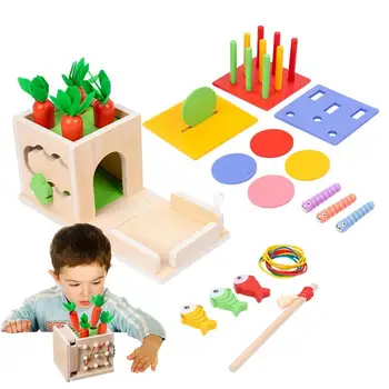 Korenček Pridelek Igra Montessori Ribolov, Lov Črv Igrača STEBLO Izobraževalne Učenje Igrača Za Fante, Dekleta, Lesene Igrače Montessori