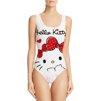Moda Sanrios Hello Kitty En Kos Kopalke Anime Melodijo Kuromi Risanka Bikini Backless Plaža Obleko Ženske Kopalke Dekleta Darilo