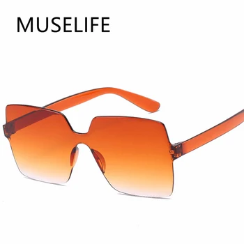 MUSELIFE sončna Očala Žensk In Moških Ocean Barvne Leče Rimless Očala UV400 Debelo Podporo Nakup