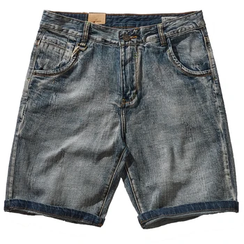 Priložnostne retro rabljena traper hlače Moški trend ravne noge kvintil poletje retro pranje hlače