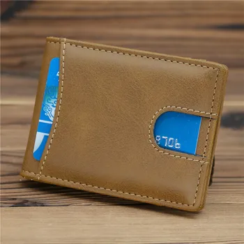 Pu Usnje Denarnice za Moške Bifold Mini Vreče Denarja Kratek Torbici Imetnik Kreditne Kartice Denar Kovanca Pocket Moški Trdno ameriški Dolar Posnetek RFID