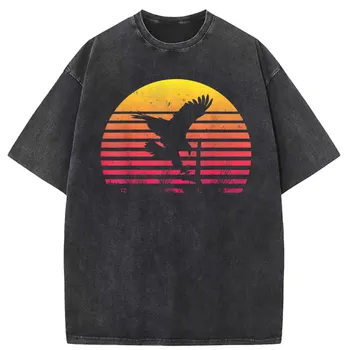 Retro Hawk Sunset Letnik Ptica Tshirts Za Moške, Ženske Visoke Kakovosti Božični Dan Dolg Rokav Jopice Modi Cool Majica S Kratkimi Rokavi