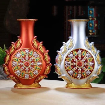 Tibetanski Budizem Čiščenje Vode Steklenico Vaza Smolo Vdelan Gem Obrt Ugoden Tantrične Namizje Oltarji Notranja Dekorativna