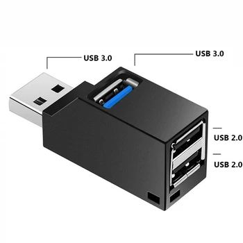 USB 3.0 HUB Podaljšek Adapter Mini Splitter Polje 3 Vrata za Prenosni RAČUNALNIK Macbook Mobilni Telefon, High Speed U Disk Reader za Xiaomi