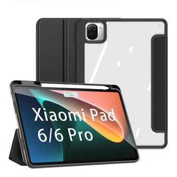 Usnja Flip Case Za Xiaomi Pad 6/6 Pro Smart Spanja Zbudi Jasno PC hrbtni pokrovček za Xiaomi Pad 5/5 Pro 12.4 primeru Imetnik Svinčnik